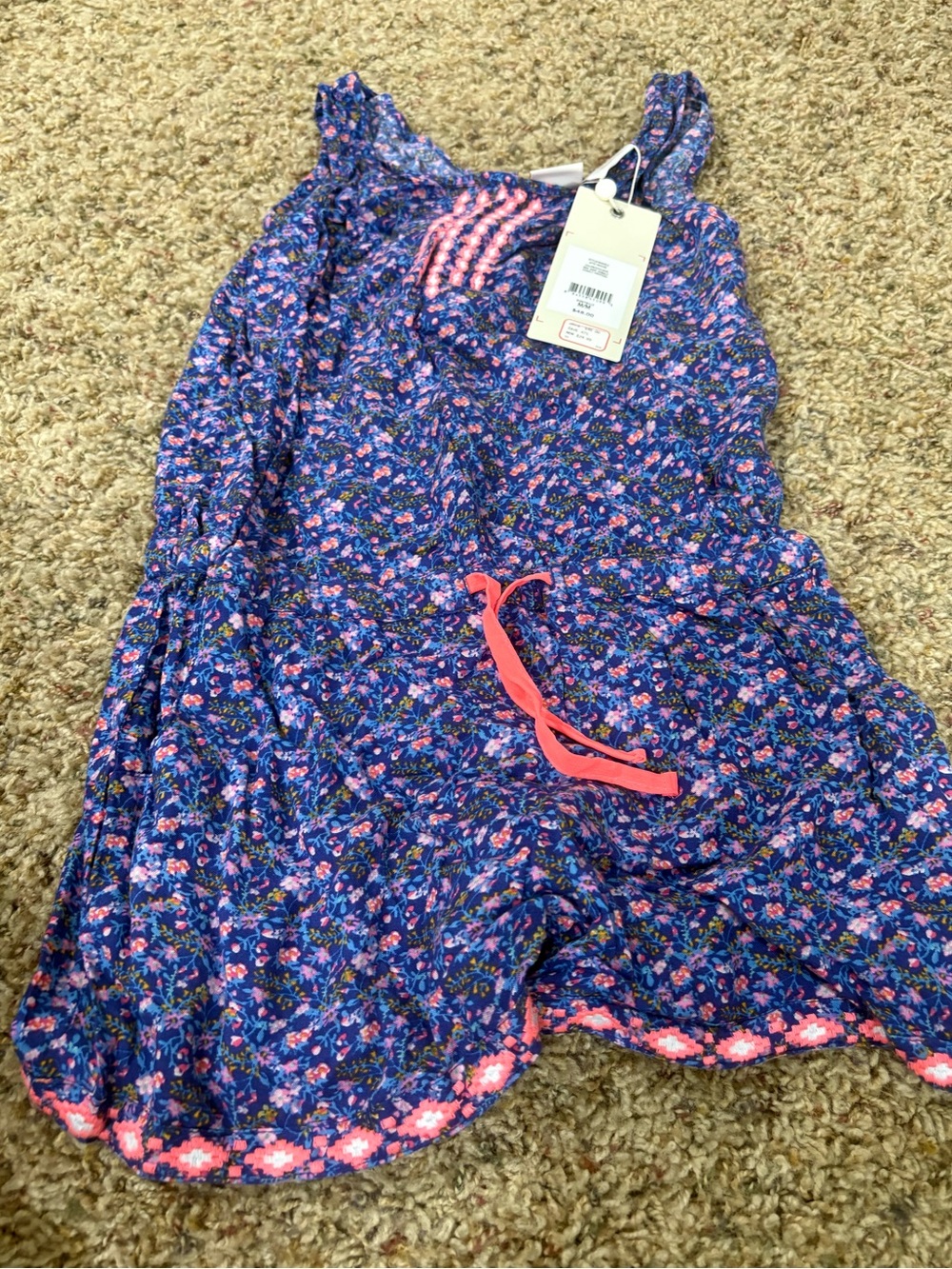 next Blue Floral Girls Romper with Pink Accents